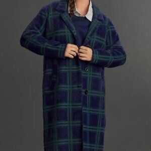 Anthropologie NVLT Plaid Coat - Blue + Green